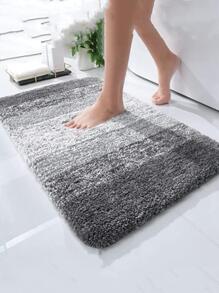 1入組條紋圖案柔軟的,吸水滌綸浴室墊,防滑長毛絨浴室毯,可機洗&,合適的適用於浴室地面,浴缸,和淋浴 - 灰色 - 查看 1