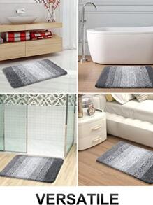1入組條紋圖案柔軟的,吸水滌綸浴室墊,防滑長毛絨浴室毯,可機洗&,合適的適用於浴室地面,浴缸,和淋浴 - 灰色 - 查看 5