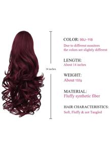 Vuốt kẹp tóc đuôi ngựa bím tóc đỏ rượu xoăn gợn sóng đuôi ngựa liền búi cao tổng hợp 14 inch tóc nữ - Màu Đỏ Sâu - Xem 5