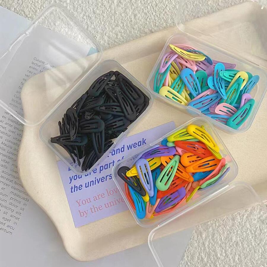 50 Pinzas Para El Pelo Pintadas De Goma Multicolor De 3 Cm - Multicolor - Ver 1