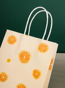 1 Túi Quà Giấy 120G, Túi Gói Quà In Hình Quả Chanh Hiện Đại Cho Bữa Tiệc - trái cam - Xem 1