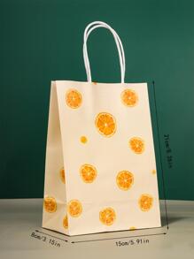 1 Túi Quà Giấy 120G, Túi Gói Quà In Hình Quả Chanh Hiện Đại Cho Bữa Tiệc - trái cam - Xem 4