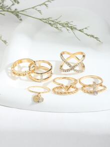 Vòng đơn Kc hai lớp & Vòng chung 8 cái / bộ - Vàng - Xem 2