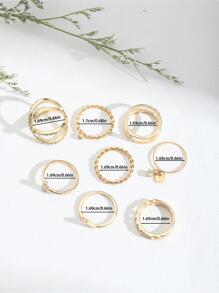 Vòng đơn Kc hai lớp & Vòng chung 8 cái / bộ - Vàng - Xem 4