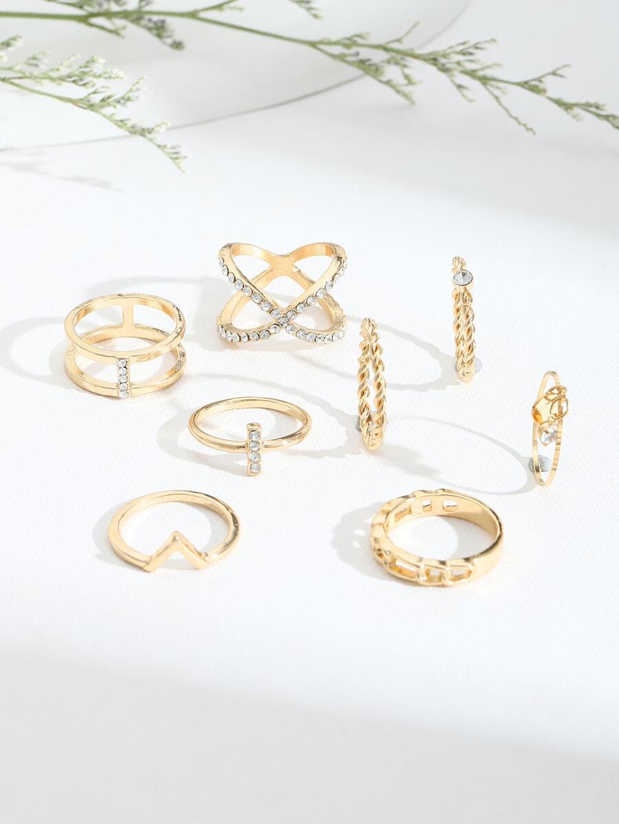 Vòng đơn Kc hai lớp & Vòng chung 8 cái / bộ - Vàng - Xem 1