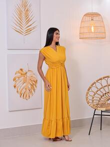 Women Dresses - Màu Mù tạt vàng - Xem 4