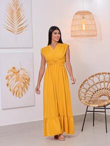 Women Dresses - Màu Mù tạt vàng - Xem 2