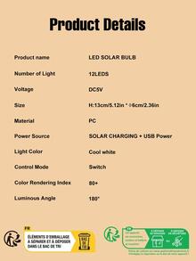CanLing 1pc PC LED Bulb With USB & Hook, Modernist Portable Solar Bulb For Household, Outdoor Garden Lighting For Pathway, Yard, Patio