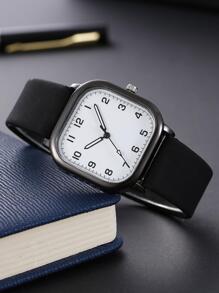 Đồng Hồ Thạch Anh Nam Vuông Con Trỏ Làm Quà Tặng Học Sinh Trở Lại Trường - màu đen - Xem 3