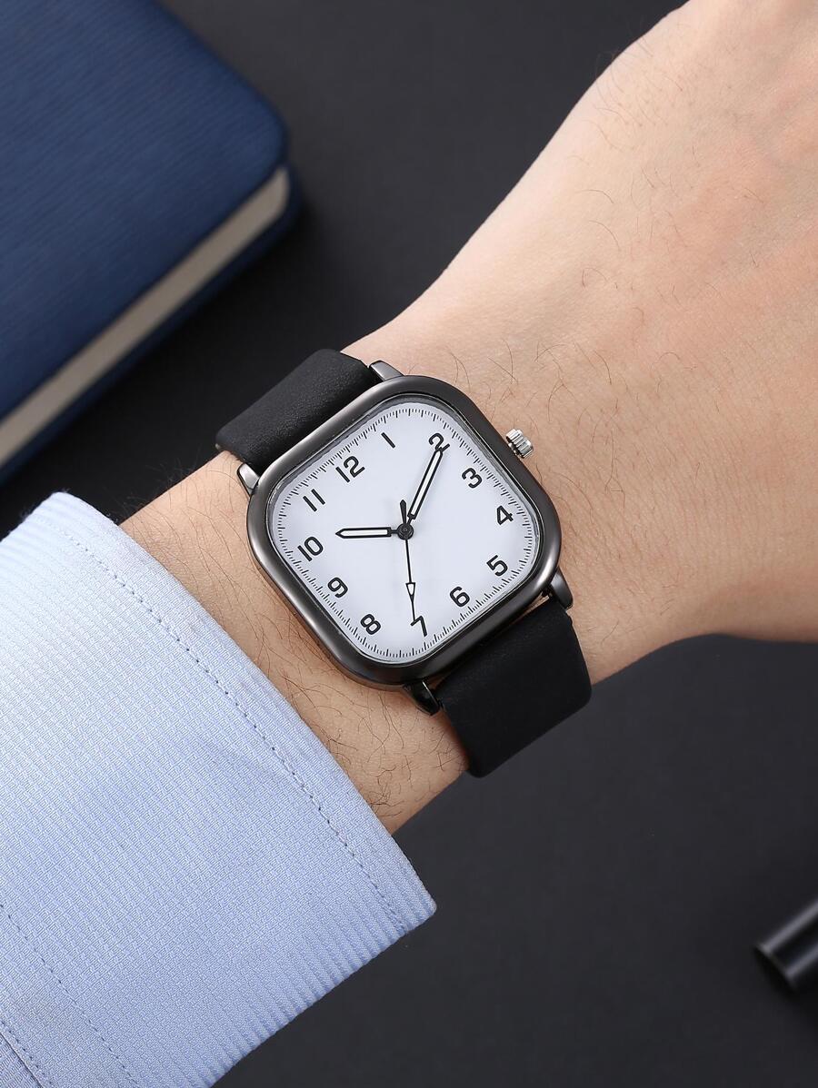 Đồng Hồ Thạch Anh Nam Vuông Con Trỏ Làm Quà Tặng Học Sinh Trở Lại Trường - màu đen - Xem 1