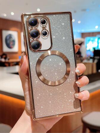 1pc Gradient Glittering Magsafe Magnetic Shockproof Phone Case Compatible With Samsung Galaxy S25 Ultra/S24 Ultra/S23 Ultra/S22 Ultra/S21 Ultra/S20 FE, Compatible With IPhone 16 Pro Max/Compatible With IPhone 15 Pro Max/Compatible With IPhone 14 Pro Max/Compatible With IPhone 13 Pro Max/Compatible With IPhone 12 Pro Max/Compatible With IPhone 11