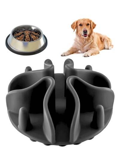 Slow Feeder Dog Bowls Insert, Puzzle Slow Feeder with 51 Octopus Suction Cups for Medium Large Size Dog Bowls Over 6.5" Wide (Black)
