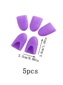 Nail Soakers Pad Holder, 5pcs Reusable Silicone UV Gel Polish Remover Caps Tips Nail Art Removal Tools - Purple - View 5