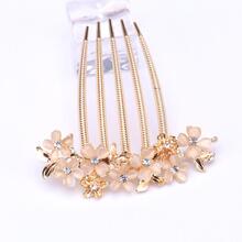 1 Pieza Horquilla De Mujer Con Piedra De Ojo De Gato Para Estilo De Moño, Adecuada Para Qipao, Paquete De Accesorios Para El Cabello De Mamá - Dorado - Ver 2