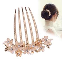 1 Pieza Horquilla De Mujer Con Piedra De Ojo De Gato Para Estilo De Moño, Adecuada Para Qipao, Paquete De Accesorios Para El Cabello De Mamá - Dorado - Ver 1