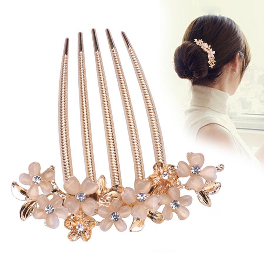 1 Pieza Horquilla De Mujer Con Piedra De Ojo De Gato Para Estilo De Moño, Adecuada Para Qipao, Paquete De Accesorios Para El Cabello De Mamá - Dorado - Ver 1