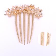 1 Pieza Horquilla De Mujer Con Piedra De Ojo De Gato Para Estilo De Moño, Adecuada Para Qipao, Paquete De Accesorios Para El Cabello De Mamá - Dorado - Ver 4