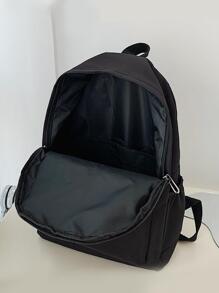 男士时尚休闲背包，大容量，纯色，适合上学、通勤和旅行 尼龙简约笔记本电脑背包 黑色背包 度假书包 户外礼物 情人节礼物 笔记本电脑包 运动生活 夏季 夏季包 春假 男士包 黑色包包 背包 旅行必备品 大包 - 黑色 - 查看 8