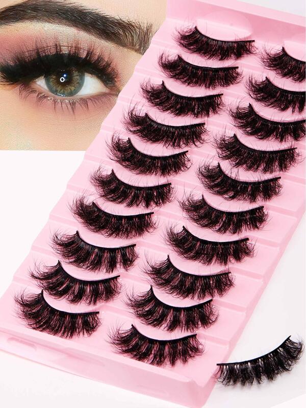 False Eyelashes, 10Pairs Portable Reusable Long Full False Lashes Fake