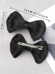 1pc Fashionable Y2k Punk Bowknot Wig - Black - View 4