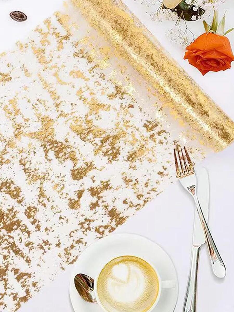 Decoraciones de mesa para fiesta dorado Camino de mesa mesa Decoración para boda de fiesta de cumpleaños Año Nuevo corredor - Dorado - Ver 1