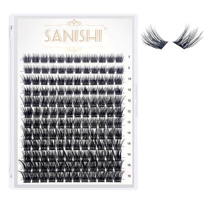  Sanishi Lashes DIY Cluster False Eyelashes, Natural Criss-Cross Fake Lashes For At-Home Application, 144 Clusters Lash Clusters,Eye Lash Clusters,Individual Eyelashes,Lashes,Fake Lashes