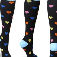 1雙心壓縮女性高筒襪 - 彩色 - 查看 2