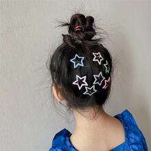 10pcs Star Shaped Hair Clips For Girls' Daily Use - Multicolor - View 6