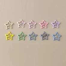 10pcs Star Shaped Hair Clips For Girls' Daily Use - Multicolor - View 7