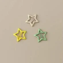 10pcs Star Shaped Hair Clips For Girls' Daily Use - Multicolor - View 8