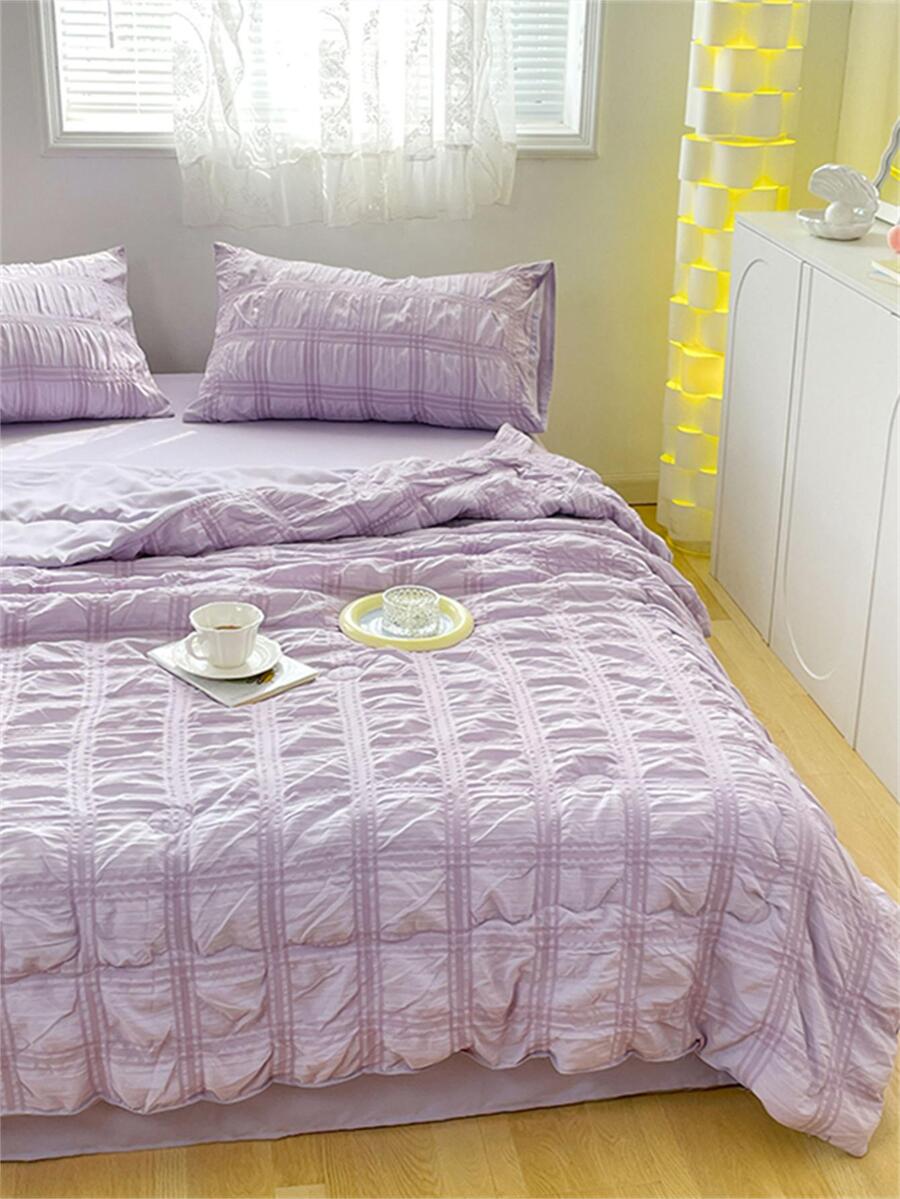 4pcs/set Purple Bedspread Set, Modern Fabric Bedspread Coverlet Set For Home - Multicolor - View 1