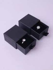 Black Drawer Style Ring Box, Jewelry Box, Gift Box, Packaging Box, Delicate Gift Box - Black - View 4