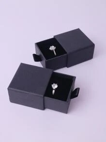 Black Drawer Style Ring Box, Jewelry Box, Gift Box, Packaging Box, Delicate Gift Box - Black - View 1