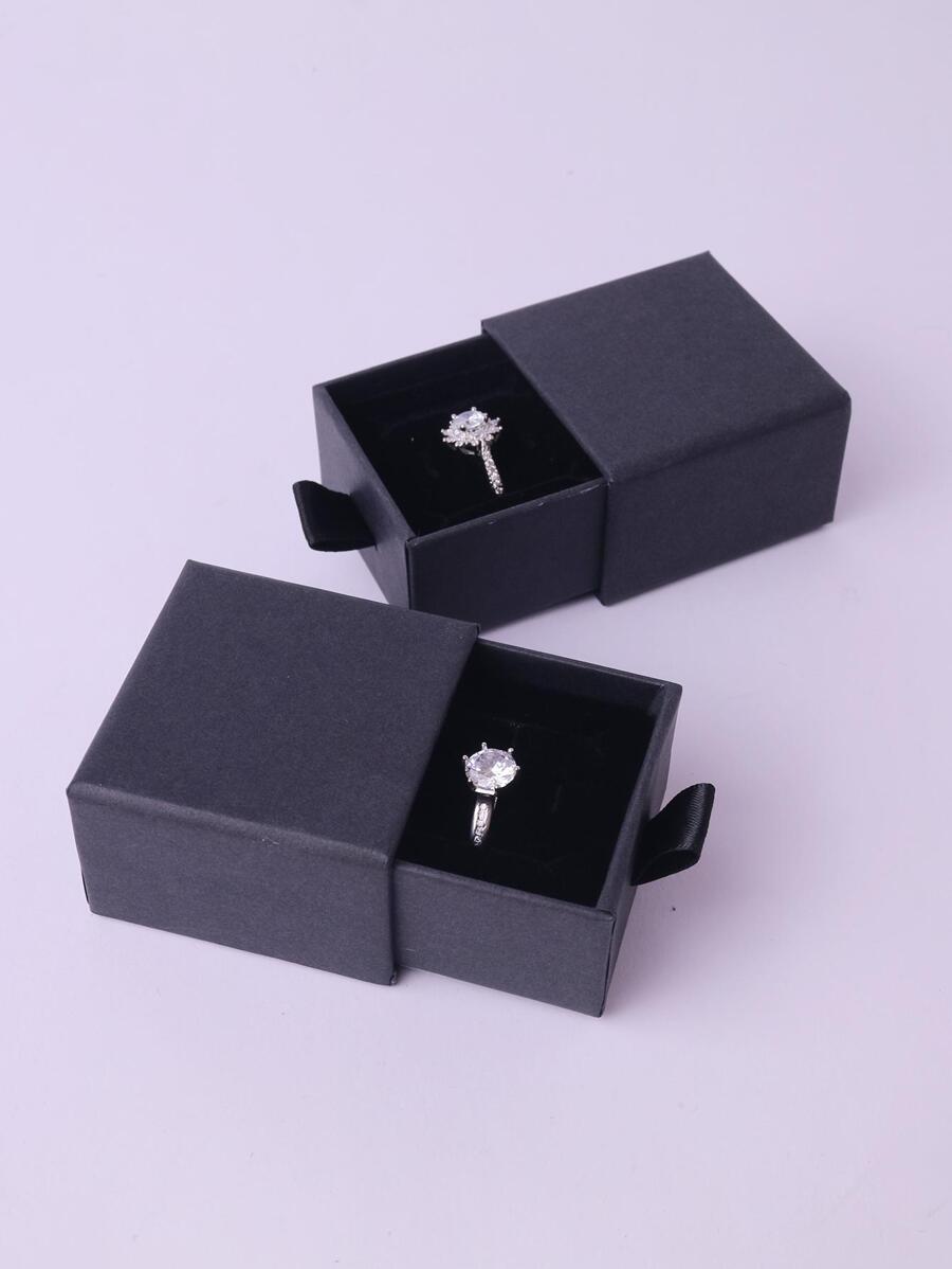 Black Drawer Style Ring Box, Jewelry Box, Gift Box, Packaging Box, Delicate Gift Box - Black - View 1