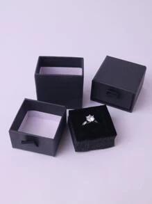 Black Drawer Style Ring Box, Jewelry Box, Gift Box, Packaging Box, Delicate Gift Box - Black - View 3