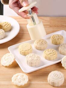 新品中秋節冰皮月餅模具，創意 3D 打印綠豆蛋糕烘焙裝飾模具有 1入組或 4入組可供選擇 - 白色 - 查看 2