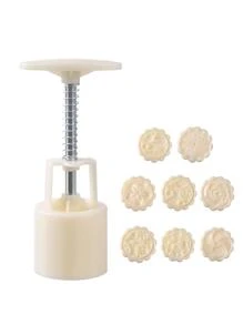 新品中秋節冰皮月餅模具，創意 3D 打印綠豆蛋糕烘焙裝飾模具有 1入組或 4入組可供選擇 - 白色 - 查看 4