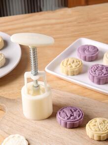 新品中秋節冰皮月餅模具，創意 3D 打印綠豆蛋糕烘焙裝飾模具有 1入組或 4入組可供選擇 - 白色 - 查看 1