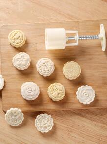 新品中秋節冰皮月餅模具，創意 3D 打印綠豆蛋糕烘焙裝飾模具有 1入組或 4入組可供選擇 - 白色 - 查看 6