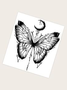 Tấm Họa Tiết Bướm Miếng Dán Hình Xăm Giả Tạm Thời Miếng Dán Hình Xăm - màu đen - Xem 3