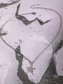 波西米亞復古風搖滾星形設計項鍊 - 銀色 - 查看 5