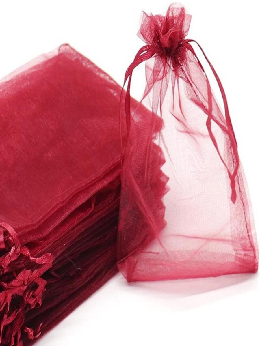50 cái Rượu vang Đỏ  Bao bì quà tặng Cái túi mỏng Đàn organza Cái túi Cho Halloween & Giáng sinh & Lễ cưới & Sinh nhật & Ngày kỷ niệm & Tốt nghiệp & & Đi du lịch Qủa tặng Dây Quấn , Kích thước 9*12cm - Màu Đỏ Sâu - Xem 1