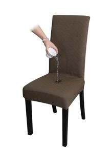 1pc Brown Dining Chair Slipcover, Modern Fabric Stretchy Dining Room Chair Slipcover For Home