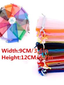 50pcs/set Solid Mesh Gift Bag, Minimalist Polyamide Drawstring Design Gift Wrapping Bag For Party - Royal Blue - View 6