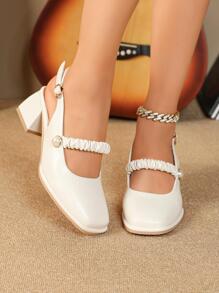 Pies anchos elegantes de talla grande para mujer Agregar zapatos gordos - Albaricoque - Ver 4