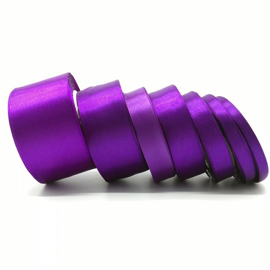 1 Roll Satin Ribbon For Bow Craft Wedding Decoration DIY Card Gift Wrapping - Purple - View 1