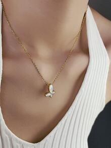 Butterfly Necklace - Yellow Gold - View 3