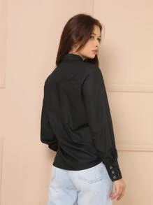 Women Blouses - 黑色 - 查看 9