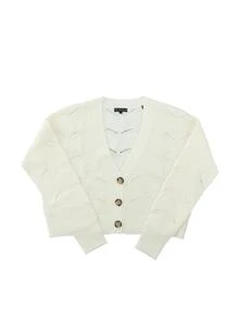 Women's Sweater With V-Neck Buttons - White - View 5