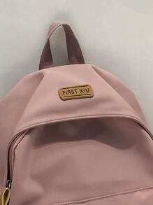 字母圖案功能中性後背包書包大學包返校電腦雙肩包大後背包休閒後背包電腦雙肩包適合旅行通勤輕便 - 藕粉色 - 查看 2
